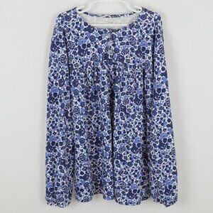 Vineyard Vines Girls Extra Large Blue White Floral Jersey Long Sleeve Blouse